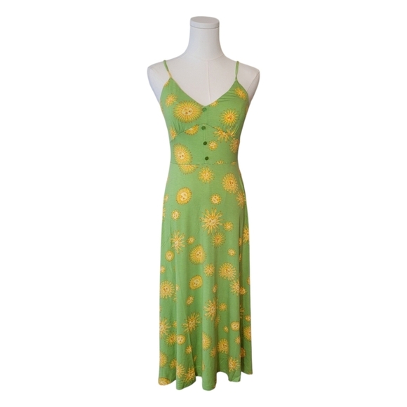 NWT Modcloth Green Sun Pattern Midi Sundress Size Small - Picture 1 of 5